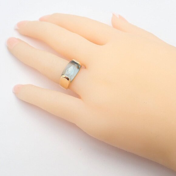 Authentic Bulgari Bvlgari Tronchetto 18k Yellow Gold Blue Topaz Ring sz 5.5 - Picture 8 of 11